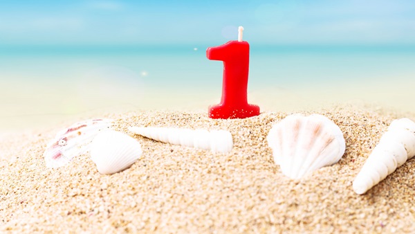 un año playa cremas duración, conchas arena cumpleaños